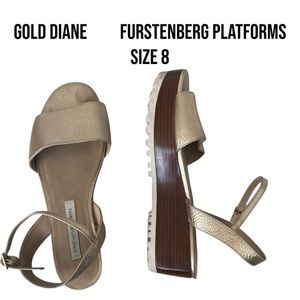 Diane Von Fustenberg Gold leather platforms